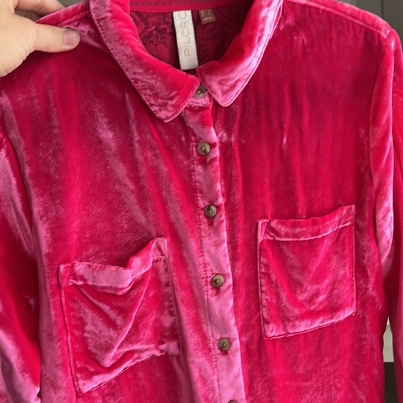 Pilcro Mara Relaxed Velvet Hip Boho Buttondown Brand New Size 4 Small - Picture 11 of 14